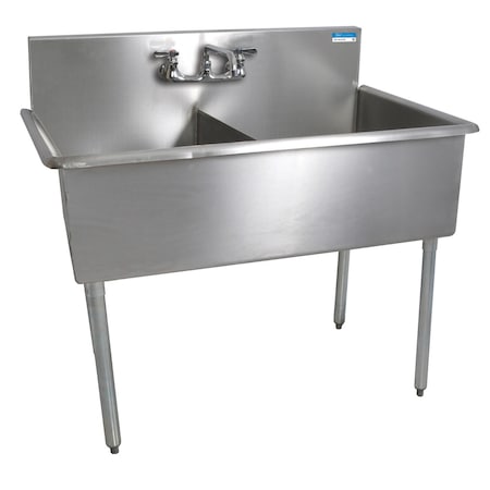 Bk Resources Two Compartment Budget Sink 18 in x 18 in, 2, 2, Free Standing, Stainless Steel BK8BS-2-18-12